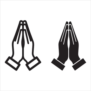 Two styles of praying hands symbol vector