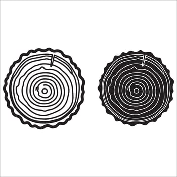 Two tree ring cross sections one dark one light vector
