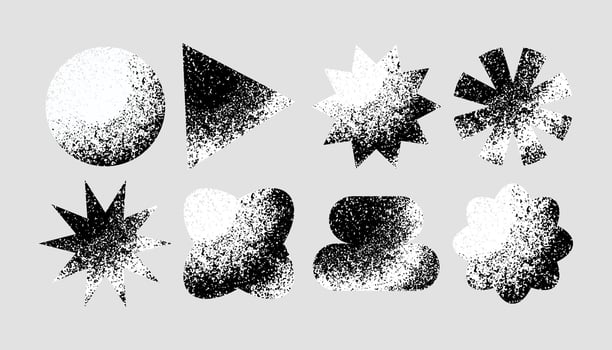 Geometric shapes with grainy texture vector