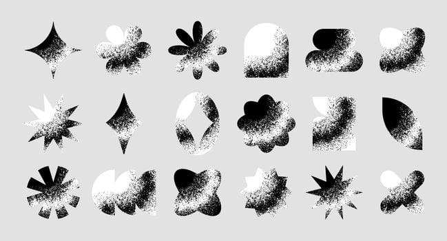 Modern retro geometric shapes with grainy texture vector