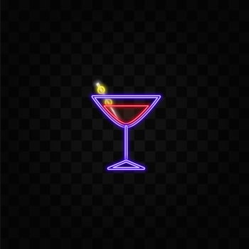 Simple sketches of various drinks. cocktails with glasses in retro style. neon style. Whiskey cocktail. vector