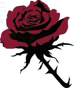 Dark Red Rose Silhouette, Gothic Floral Art Illustration vector