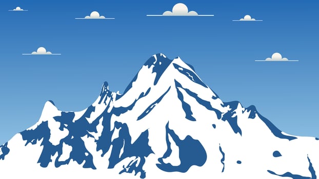 Snowy Mountain Landscape with Clear Blue Sky Background vector