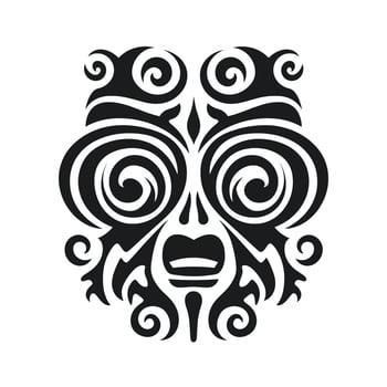 Ta moko design featuring intricate swirls and spirals of Maori culture in black vector