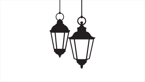 Vintage Hanging Lantern Silhouette for Classic Interior and Exterior Design vector