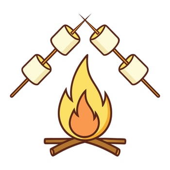 Campfire marshmallows roasting on white background vector
