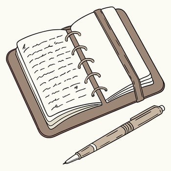 Pocket notebook pen notes journal writing diary on white background vector