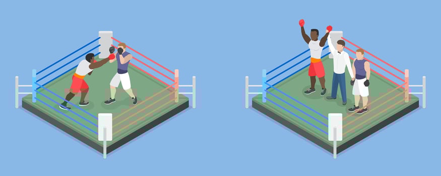 Boxers fighting in a ring vector