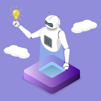 AI robot with lightbulb concept vector