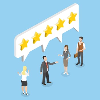 People discussing customer reviews illustration vector