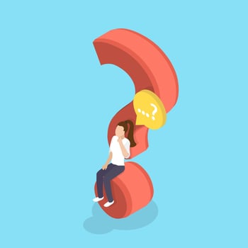 Person sitting with question mark illustration vector