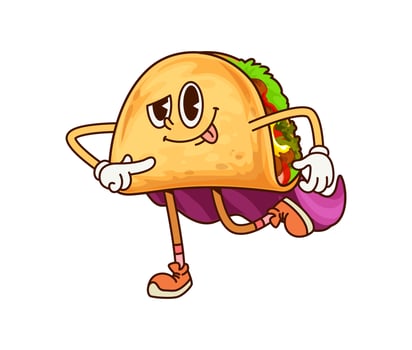 Cartoon taco running with a smile vector