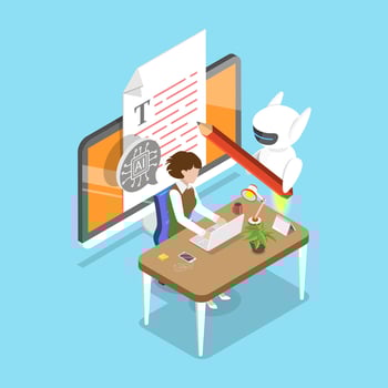 AI writing assistant helping user vector