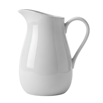 White ceramic pitcher with handle isolated on a transparent background vessel container png
