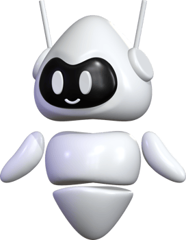 Floating 3D Robot White Cartoon Style png