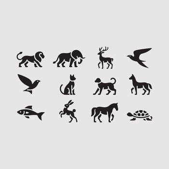 Black animals set silhouette vector