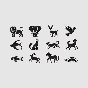 Animals set silhouette vector