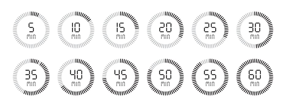 the set of time clock icons illustration vector