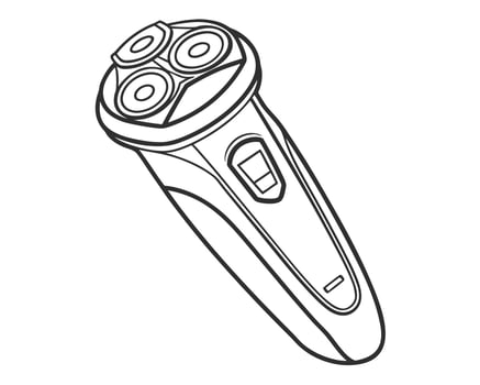 Black and white illustration of a modern rotary electric shaver for men grooming routine vector