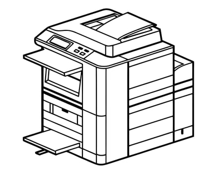 Detailed black and white isometric office copier illustration suitable for technology or business themes vector