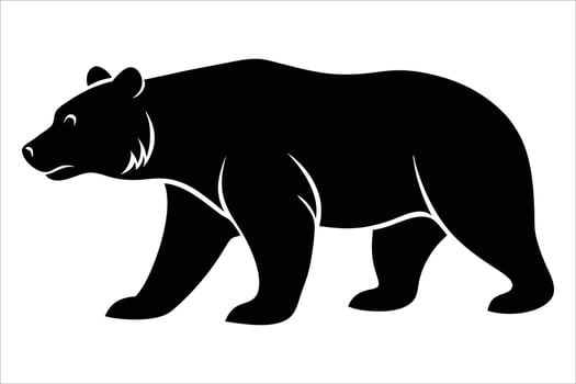 Black bear silhouette walking left isolated on white background vector