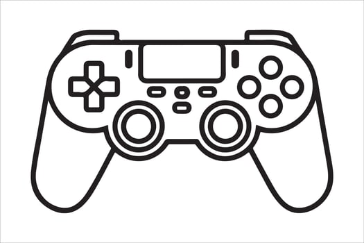 Outline of a modern game controller silhouette isolated on white background vector
