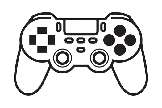 Black and white silhouette of a modern game controller isolated on white background vector
