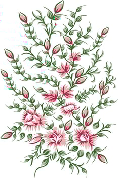 embroidery design of flowers and leaves vector
