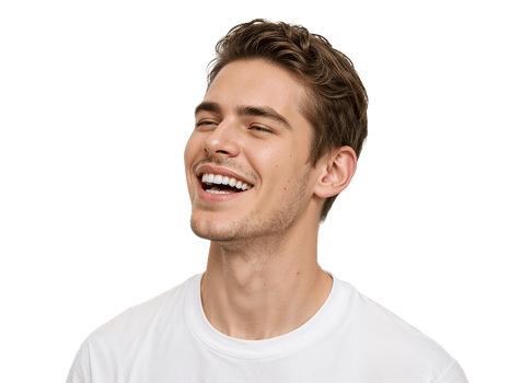 Joyful young man with vibrant laughter against an isolated, adaptable area showcasing positivity png