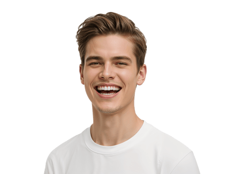 A Young Man radiating genuine joy with his infectious, heartwarming laughter set against transparent png