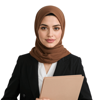Confident professional woman in hijab portrait on an isolated transparent background png