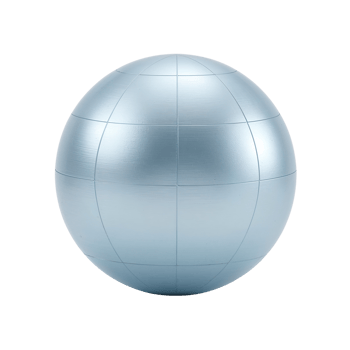 Reflective metallic sphere with structured grid pattern isolated on transparency png