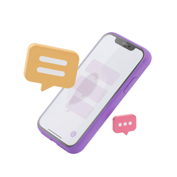 Stylized mobile phone floating with message bubbles, a modern communication concept on transparent png