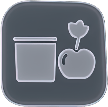 Stylized Frosted Glass Apple and Cup Icon png