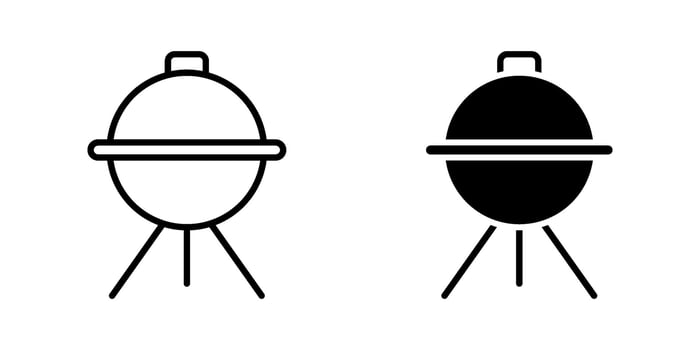 Grill Icon set. Symbol isolated white background. illustration. color editable. vector