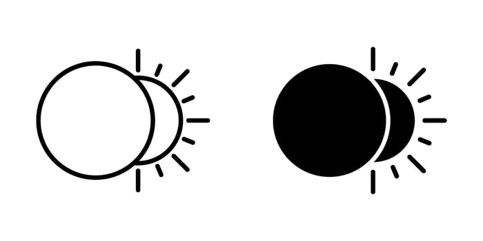Solar eclipse Icon set. Symbol isolated white background. illustration. color editable. vector