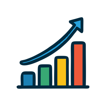 Colorful Hand Drawn Bar Graph Showing Exponential Growth Success png