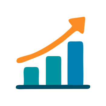 Hand drawn bar graph chart showing upward trend positive growth success business finance concept illustration png