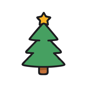 Simple Festive Christmas Tree Icon Illustration Design Graphic Holiday Season Cheerful Cute Cartoon Style png