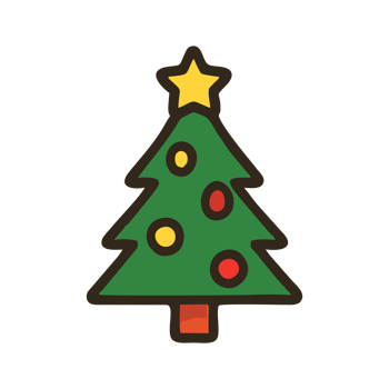 Simple Festive Christmas Tree Icon Cheerful Holiday Design Cute Cartoon Style Green Ornament Yellow Star png