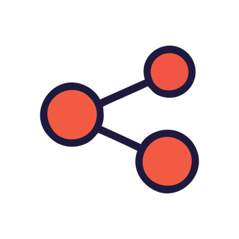 Abstract Network Connection Icon Coral Blue Minimalist Design Technology Share png