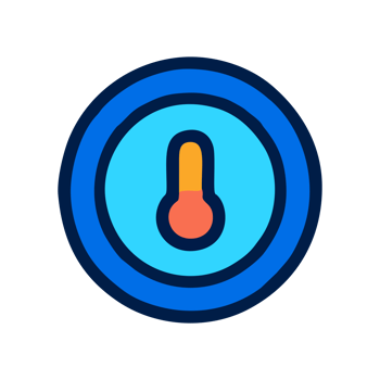 Modern Colorful Thermometer Icon Temperature Control App Design Element png