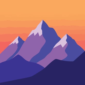 Majestic Purple Mountains at Sunset Abstract Landscape Illustration. vector