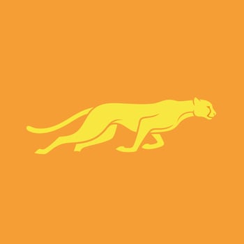 Yellow Cheetah in Motion - Stylized Running Big Cat. vector