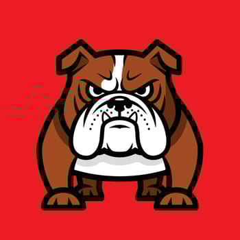 Cartoon Bulldog Mascot with Brown Fur and White Markings. vector