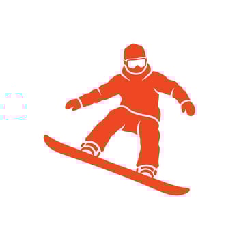 Orange Silhouette of a Snowboarder in Mid-Air. vector