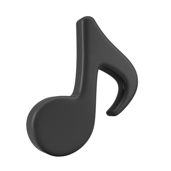Melodic Muse. A sleek, dark-toned musical note floats weightlessly against a backdrop, invoking a sense of rhythm and auditory beauty png