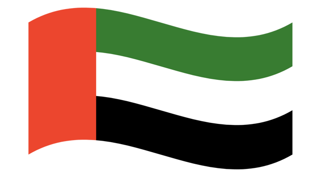 Waving United Arab Emirates flag isolated . National waving flag of UAE png