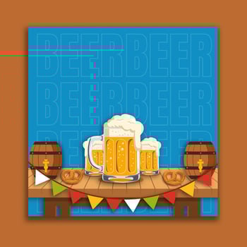 Illustration of beer mugs and barrels vector