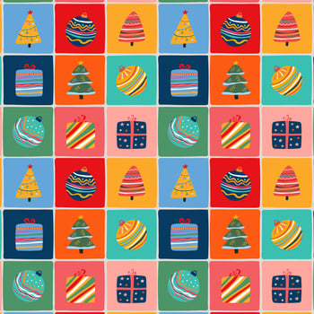 Christmas pattern with gifts and trees vector